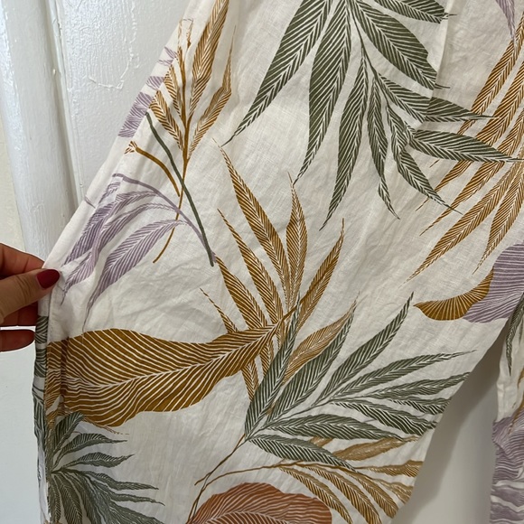 Tahari spring summer resort palm printed linen pants - Picture 4 of 9